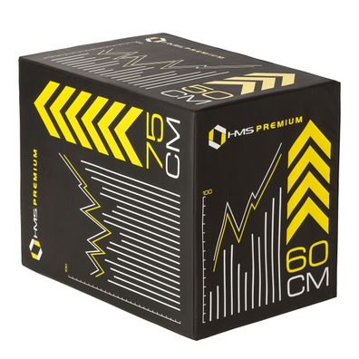 Plyo Box HMS Premium PYB01 3in1 weich 75x60x50 cm Sprungbox schwarz gelb