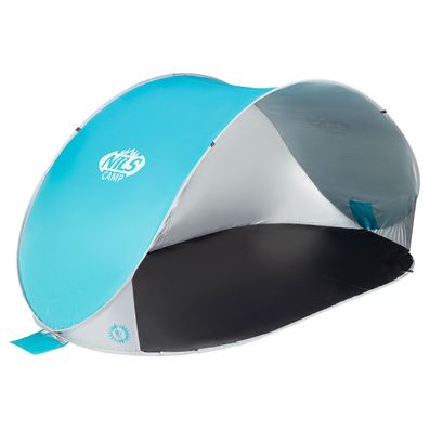 Strandmuschel NILS CAMP NC3174 Pop Up 220 cm UV-Schutz 30 SPF Tuerkis Grau