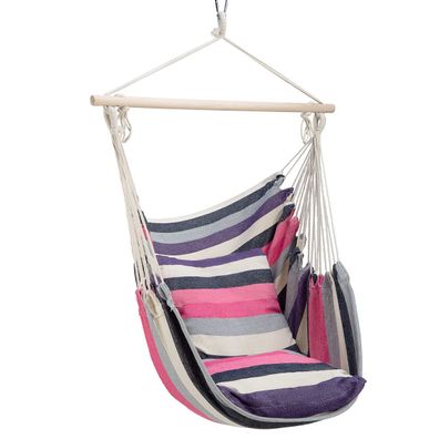 Hängesessel NILS CAMP NC3107 Baumwolle rosa gestreift bis 100 kg mit 2 Kissen