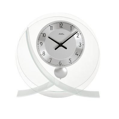 AMS T161 Tischuhr mit Rundglas-Design und Quarz-Pendelwerk