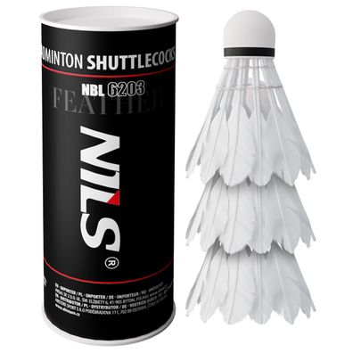 Federbälle NILS NBL6203 Badminton 3 Stück Entenfeder EVA-Kopf weiß