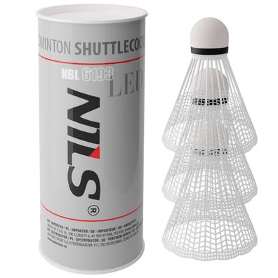 Federbälle NILS NBL6193 LED Badminton Nylon weiß 3 Stück