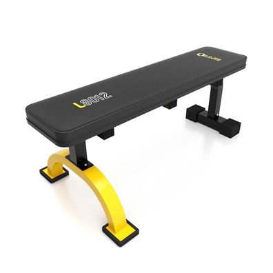 Trainingsbank HMS Premium L8012 Flachbank bis 200 kg Carbon Polsterung schwarz gelb