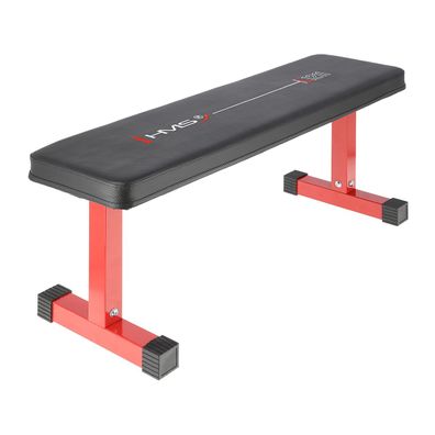 Hantelbank HMS L1211 Flachbank Stahl 110 cm belastbar bis 140 kg schwarz rot