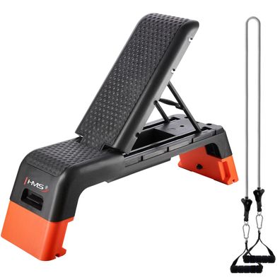Steppbrett HMS AS009 Pro mit Bankfunktion verstellbar 180 kg Expander schwarz