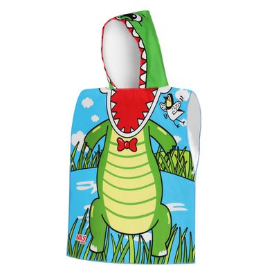 Kinder Poncho Handtuch NILS AQUA NAR20 Krokodil mit Kapuze Mikrofaser 60x85 cm