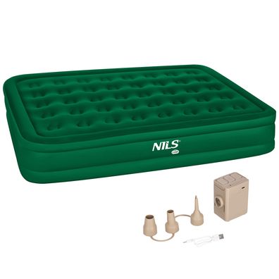 Luftbett NILS CAMP NC2808 King Size 200x145x35 cm grün mit elektrischer Pumpe