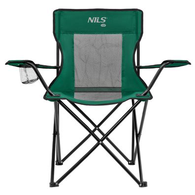 Campingstuhl NILS CAMP NC3302 klappbar mit Getränkehalter grün schwarz bis 110 kg