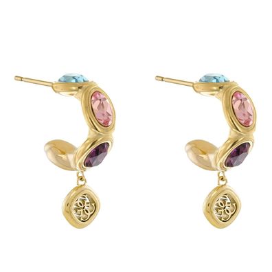 Guess Schmuck Damen-Creolen Multi Crystals Ohrringe Goldfarben JUBE05571JWYGMCT/U