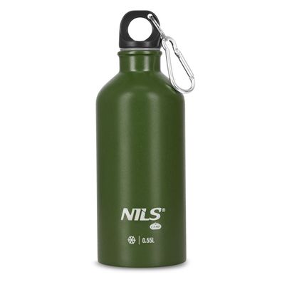 Trinkflasche NILS CAMP NC3801 Edelstahl 550 ml mit Karabiner grün