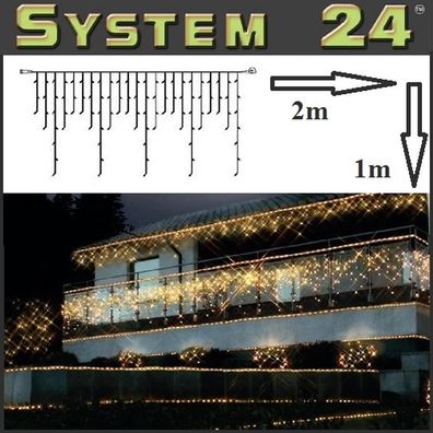 System 24 LED Eisregen-Lichterkette 98er 2x1m warmweiß exkl. Trafo 491-11-1