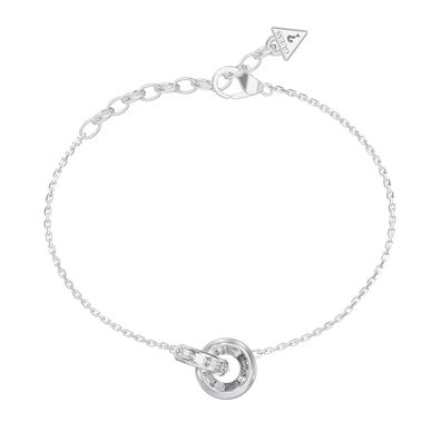 Guess Schmuck Damen-Armband Interlocked Baguette Silberfarben JUBB06331JWRHS