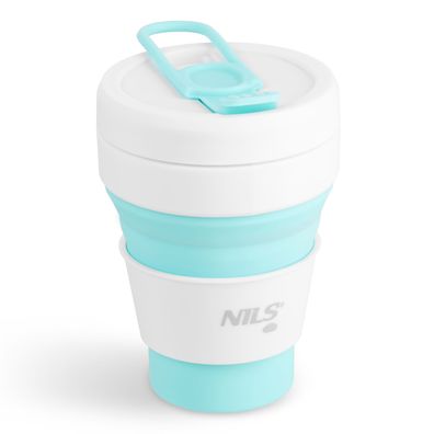 Faltbecher NILS CAMP NC4103 Silikon 355 ml mintgrün mit Deckel und Schlaufe
