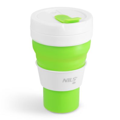 Silikon Faltbecher NILS CAMP NC4103 600 ml hellgrün mit Trinkdeckel BPA-frei