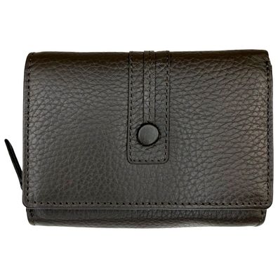 Florence Leder Geldbörse Damen Portemonnaie dunkelbraun 9x12x3cm OPF101N6