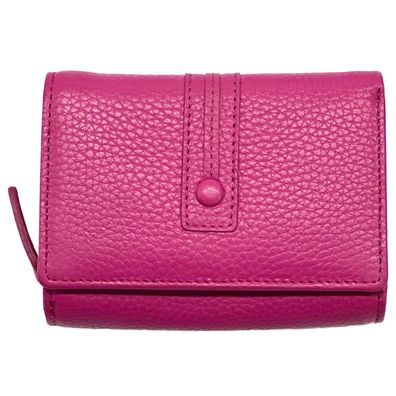 Florence Leder Geldbörse Damen Portemonnaie fuchsia pink 9x12x3cm OPF101P4