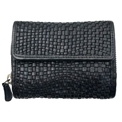 Florence Leder Geldbörse Damen Portemonnaie schwarz 10x12x3cm OPF102S1