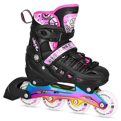 Inline- und Schlittschuhe NILS Extreme NH10905 4in1 Gr. M 35-38 LED Rollen pink