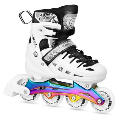 Inlineskates Nils Extreme NH10905 4in1 LED Rollen Gr. 31-34 verstellbar weiß