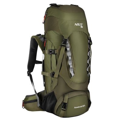Trekkingrucksack NILS CAMP NC1994 Ramsvik 60 L Oliv mit Regenhülle