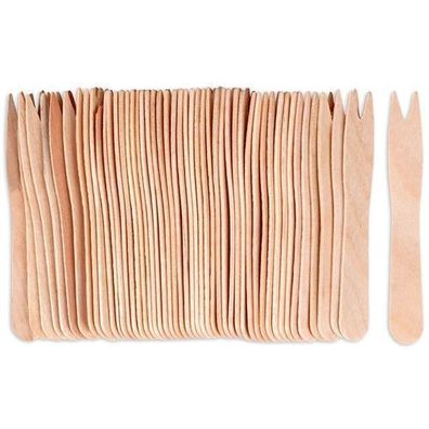 Holzgabeln für Snacks und Pommes frites, 8,5 cm, 50 Stück