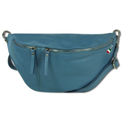 Florence Echtleder Gürteltasche extra groß Damen jeansblau Bauchtasche OTF820F