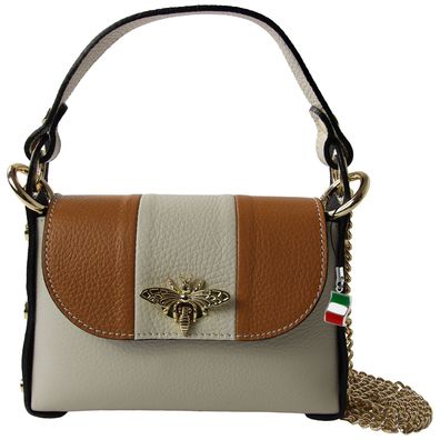 Florence Leder Tasche Damen Umhängetasche beige braun 19x65x14cm OTF833IC