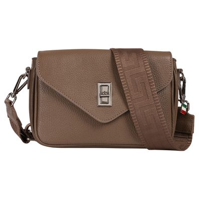 Florence Leder Tasche Damen Umhängetasche taupe beige 22x5x15cm OTF851I6