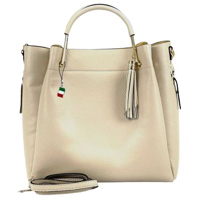 Florence Leder Tasche Damen Umhängetasche Handtasche beige 33x16x29cm OTF857I3
