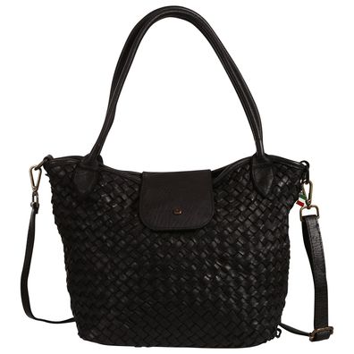Florence Leder Tasche Damen Schultertasche schwarz 38x12x25cm inklusive OTF862S1