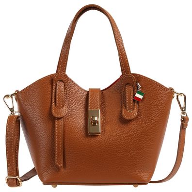 Florence Leder Tasche Damen Handtasche mittelbraun rot 24x9x18cm OTF870C6