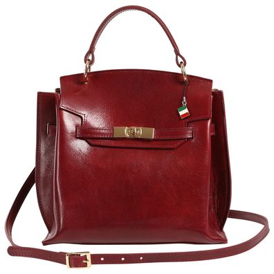 Florence Leder Tasche Damen Handtasche bordeauxrot dunkelrot 25x11x22cm OTF884D3