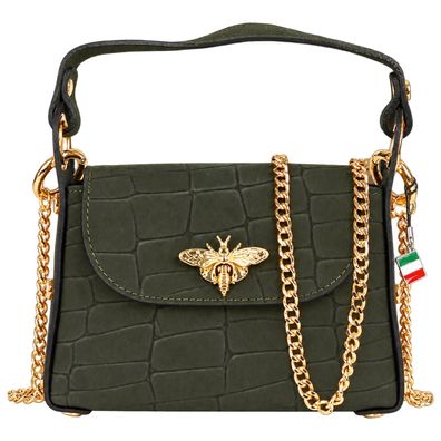 Florence Biene Damen Handtasche Wildleder geprägt dunkelgrün OTF887G6