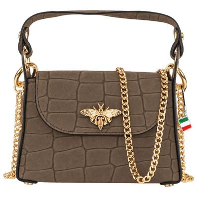 Florence Biene Damen Handtasche Wildleder geprägt taupe/dunkelbeige OTF887I5