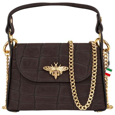 Florence Biene Damen Handtasche Wildleder geprägt dunkelbraun OTF887N6