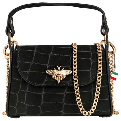 Florence Biene Damen Handtasche Wildleder geprägt schwarz OTF887S1