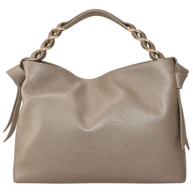 Florence Damen Schultertasche Echtleder Tasche dunkelbeige/taupe OTM817I4