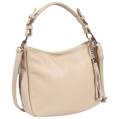 Toscanto Damen Schultertasche Shopper Leder Tasche beige OTT134SI
