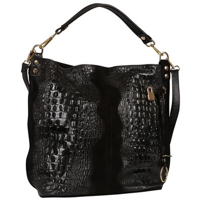 Toscanto Damen Beuteltasche Shopper Leder Tasche schwarz OTT162SS
