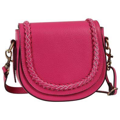 Toscanto Damen Schultertasche Umhängetasche Leder Tasche fuchsia pink OTT806SP