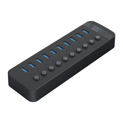 Orico CT2U3-10AB USB 3.0 Hub 10-Port mit Einzelschaltern, 5 Gbit/s, Schwarz