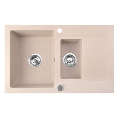 Manestein Granitspüle Cordeo 79 rechteckig 79 x 50 cm mit Abtropffläche Beige