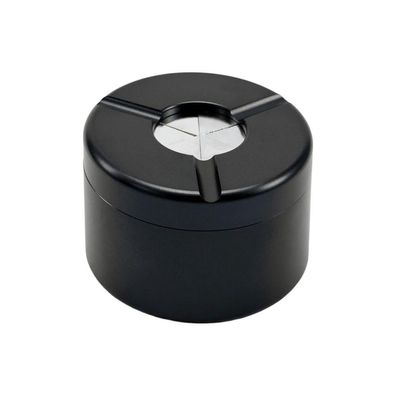 Windaschenbecher Aluminium rund mit verschleißbarem Deckel schwarz, Ø 8cm