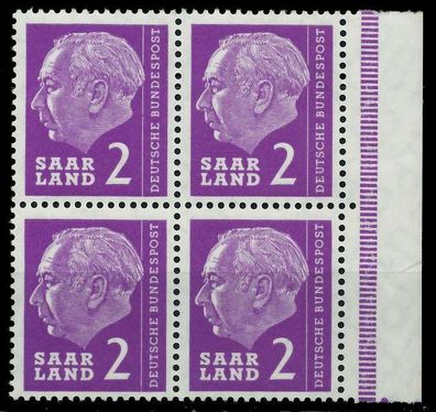 SAAR OPD 1957 Nr 381 postfrisch Viererblock SRA X799AF2