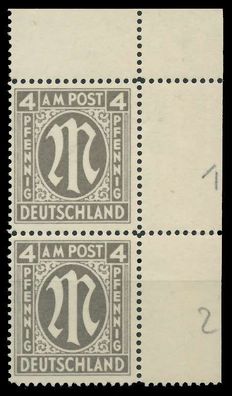 BIZONE AM-POST Nr 11-Cy postfrisch SENKR PAAR ECKE-ORE X81E4B2