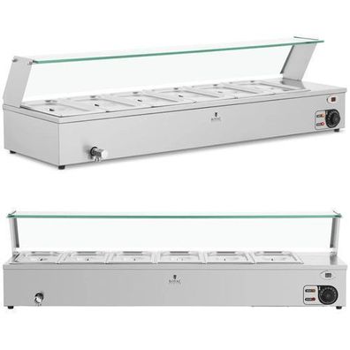 Bain-Marie-Speisenwärmer, Warmhaltebuffet mit Deckel 6 x GN 1/3 2100 W