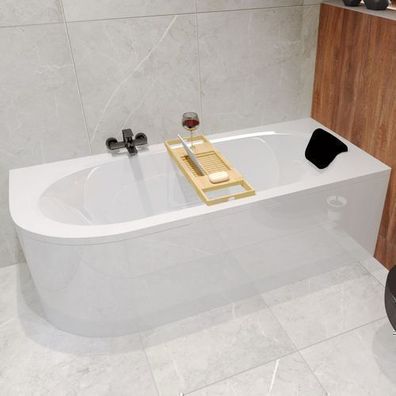 Badewanne Rechteck AVITA 160x75 Rechts + Bambus Ablage | Ablauf & Füße GRATIS !