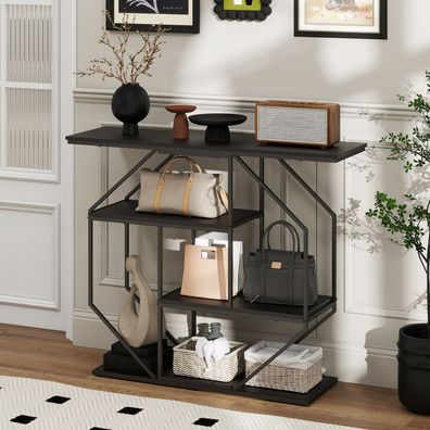Schmaler Konsolentisch 4 Ebenen Metallgestell bis 80kg Belastbar 105x30x85cm