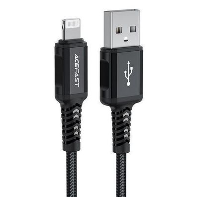 Acefast MFI-zertifiziertes USB-auf-Lightning Kabel, 1,8m, 2,4A, Schwarz (C4-02 A