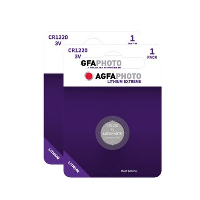 2x Agfaphoto Batterie Lithium Knopfzelle CR1220 3V Extreme CR 1220 im Blister
